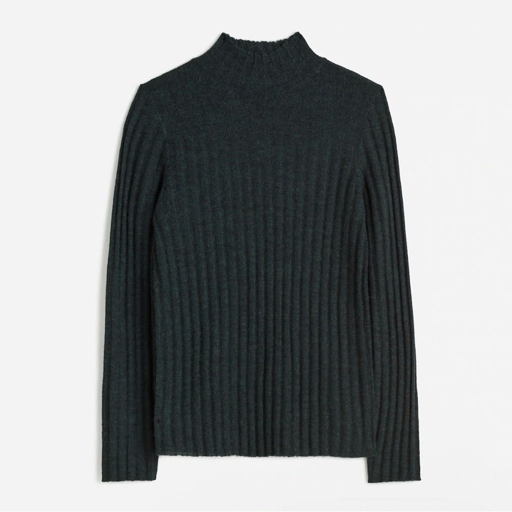 Dark Green Ribbed Women's Sweater